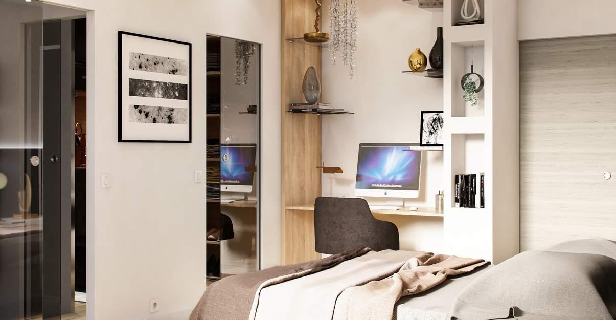 birou de designer într-un dormitor